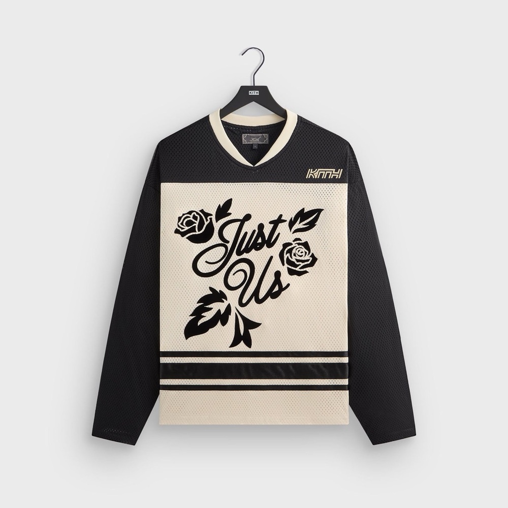 Kith Malik Long Sleeve Poly Mesh Jersey Sandrift Size XL Embroidered Logo
